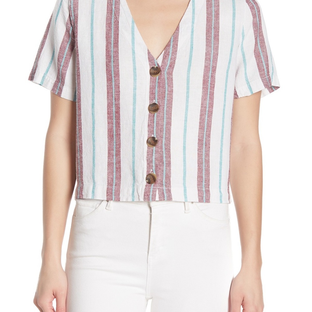 NWT Abound Button Front Linen Blend Shirt